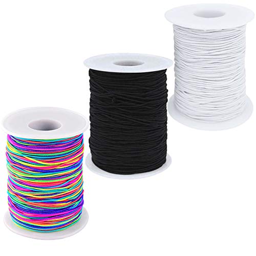 RoomDiary 3 Roll 1 mm Elastic Cord Beading Threads Stretch String Fabric Crafting Cords for Jewelry Making 100 Meters/Roll (3 Roll) - Thumbnail 5