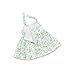 18 Inch Doll Clothes | Blue and Green Flowered Halter Dress, Including Matching Headband | Fits 18
