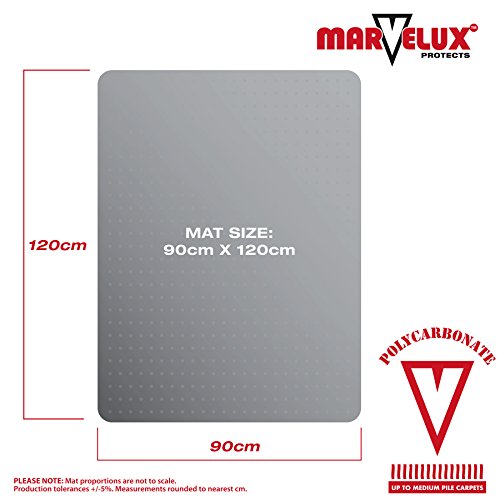 [- Marvelux 90 x 120cm (36" x 47") Polycarbonate (PC) Rectangular Chair Mat for Low, Stan