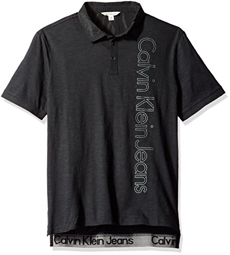Men's Ckj Logo Polo Shirt, Black, Large
