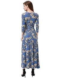 Aphratti vestido maxi con cinturón estilo vintage manga 3 4 para mujer