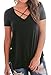 KUSMOO Women's Short Sleeve T-Shirt Tops Casual Solid V-Neck Criss Cross Summer Tee Shirts