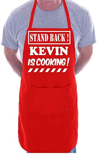 BorisMotley Stand Back Kevin is Cooking Name Customised Apron Blue