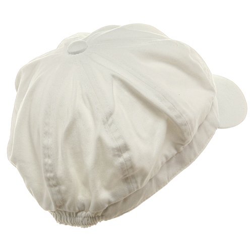e4Hats.com Cotton Elastic Newsboy Cap-White 2XL-3XL