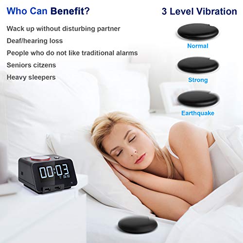 Homtime Alarm Clocks with Wireless Shaker 3 Level Intense Vibrating