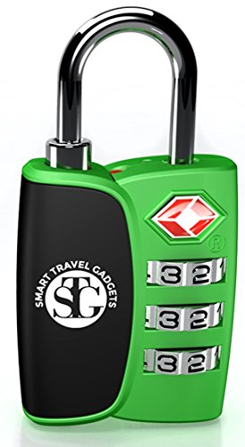 TSA Accepted 3 Digit Combination Luggage Lock for Travel★Smart Open Search Alert Indicator★Bright Color Choices★Heavy Duty, Sturdy, Best Quality, Durable, Customs Friendly★Lifetime Warranty (Green)