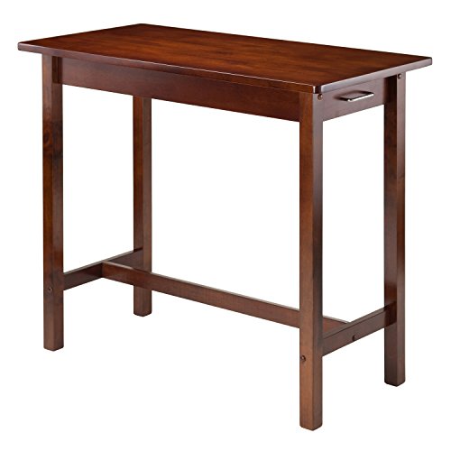 Winsome Wood Antique Walnut Kitchen Island with Two Drawers