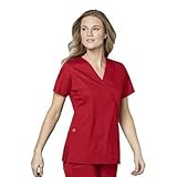 WonderWink Women's Plus-Size Wonderwork Mock Wrap Scrub Top