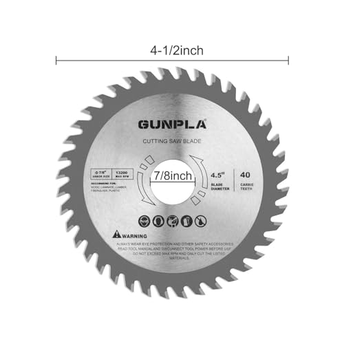 Gunpla 4-1/2-inch 40 Tooth Alloy Steel TCT General Purpose Hard & Soft photo 6