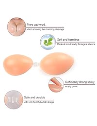 Qinner Adhesive Bra, Sticky Silicone Strapless Backless Reusable Push up Invisible Bra for Backless Dress