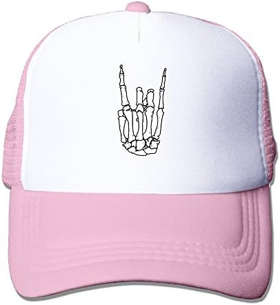 Roll Skeleton Hand Boy &amp; Girl Grid Baseball Caps Adjustable Mesh Hat Customize Pink