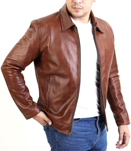 Mens Genuine Leather Motorcycle Jacket Pigskin Leather Air Force