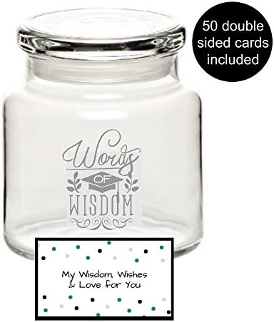 Graduation Wish Jar Words of Wisdom for the graduate, inspiration gift ideas for graduates, comes with a stylish lid and 50 wish and advice cards