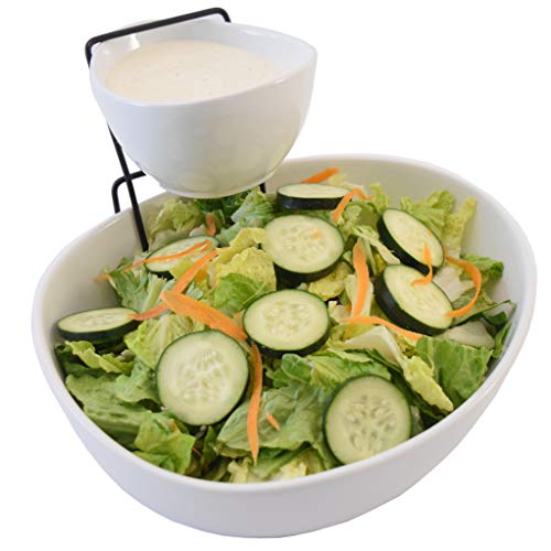 2 Tier Chip and Dip Serving Set- Snack Serving Tray- Salad Bowl Serveware Set For Parties
