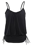 Wellwits Women's Plus Size Ruched Spaghetti Strap Tankini Swim Top