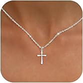 KISSCLOUD Cross Necklace for Women Dainty 14K Gold Silver Plated Cross Chain Pendant Christian Religious Baptism Faith Charm Trendy Jewelry Gift
