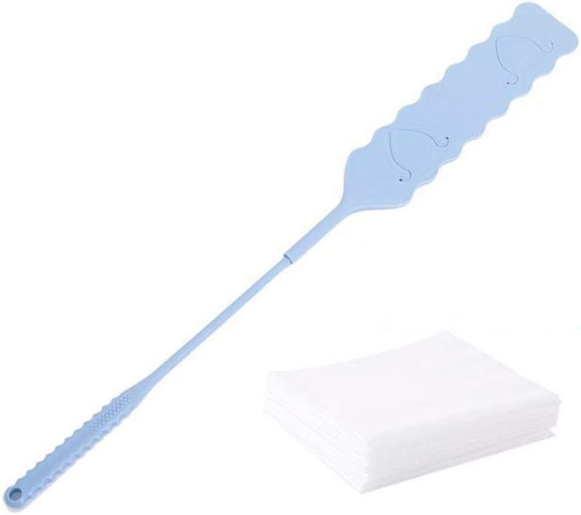 Flat Duster for Under Appliances, Whitelotous Sofa Edge Corner Anti-Static Cleaning Flat Head Duster with 10pcs Replaceable Non-woven Fabric Long Handle Hand-held Cleaning Tools (Blue)