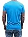 Henley Mens  Short Sleeve TShirt with 3 Buttons, Aqua Heather, Large