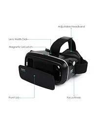 Aukey auricular VR anteojos 3d anteojos ajustable para iPhone 6, Samsung, LG y Otros Smartphones 3.5   6"