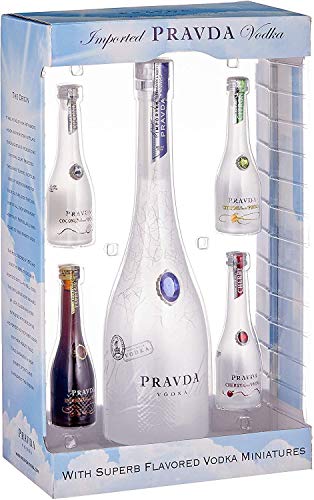Pravda Wodka Geschenkset mit 4 verschiedenen flavored Miniaturen zum verschenken und sammeln (1 x 0.7 l + 4 x 0.05 l) – Bild 4
