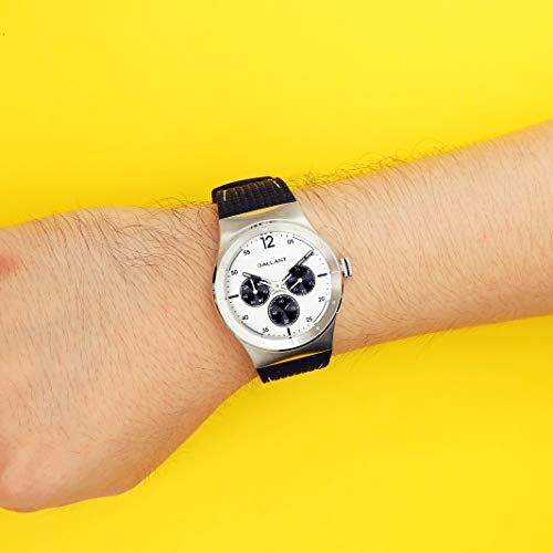 Men\'s Watch Stainless Steel Watch for Men Sporty Calendar Quartz Unisex Watch with 5ATM Waterproof Multi Dial Black Silicone Strap Stylish Couple Gift