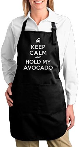 Keep Calm And Hold My Avocado Unisex Apron With An Adjustable Neck &amp; Visible Center Pocket Personalize Black