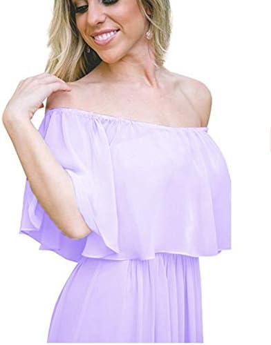 olise bridal Off Shoulder Chiffon Bridesmaid Dresses Strapless A-Line Evening Gown Long Prom Dress