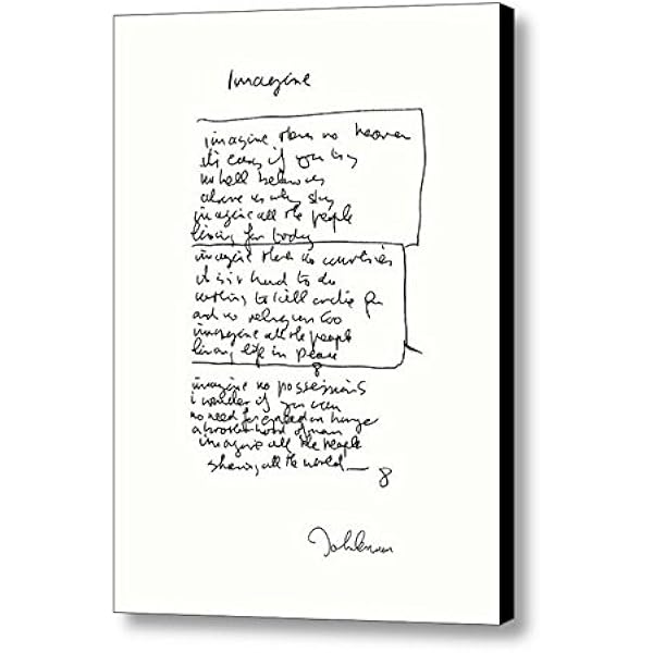 Amazon Com Framed John Lennon Facsimile Hand Written Imagine Signed Lyrics Print Posters Prints