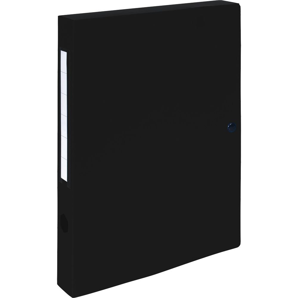 Exacompta - Ref 54631E - Plastic Filing Box - 250 x 330mm in Size, Suitable for Holding A4 Documents, 4cm Spine, 2 x Spine Labels & 2 x Finger Holes - Black