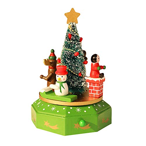 Altsommer 🔥Newest Creative Wooden Storage Box,Wood Music Box Christmas Decoration Xmas Kids Toy Children Gift (B)
