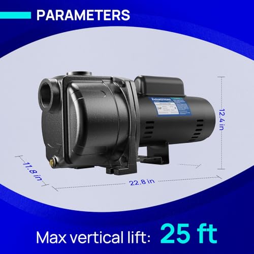 AQUASTRONG 2 HP Shallow Well Jet/Centrifugal Pump, 230V, 5200 GPH, Durable Cast Iron Booster Pump for Lawn Sprinkler, Garden Irrigation