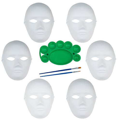 Full Face Handmade Mask Halloween Party Cosplay Carnival Masquerade DIY(6-Pack)