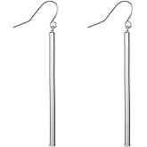 Long Vertical Bar Earrings for Women Gold Silver Plated Simple Cube Rectangle Geometric Lightweight High Polished Hypoallergenic Dangle Drop Earrings for Minimalist Birthday Party Fashion Jewelry Gifts