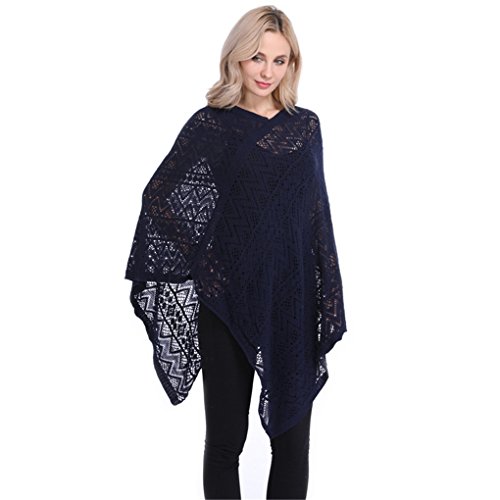 Leoparts Women Soft Knitted Pullover V Neck Batwing Poncho Cape Spring Sweater Cloak Shawl