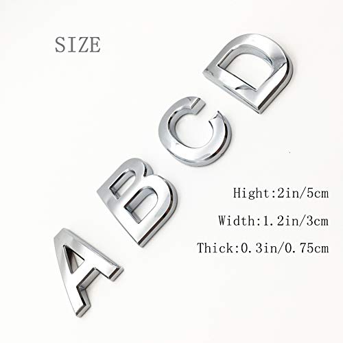 4 Pcs House Silver Metal Letters A B C D Alphabet Address Number Stickers for Mailbox & Apartment Door 2 inch High (2" A B C D, Silver) - Thumbnail 3