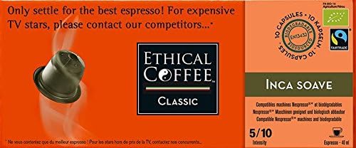 Nespresso® Compatible Coffee Capsules by ETHICAL COFFEE- INCA SOAVE - 1 Pack of 10 Capsules - 5/10 Intensity