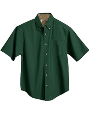 Men's Cotton Valor Soft Twill Short Sleeve Pleated Woven Shirt (8 Color, S-6XLT)