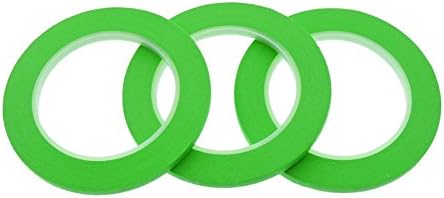 3x 1/4" x 60 yd Light Lime Green Masking Tape PROFESSIONAL Grade .25" EXTRA High Tack Fine Painters Tape Pin Striping Edge Trim Multi Surface Tape - Easy Removal (6MM .24 inch)