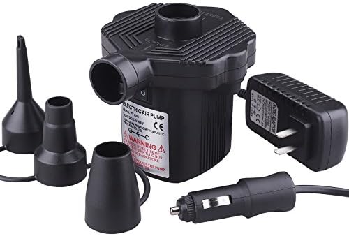 Tiaoyeer Electric Air Pump - Quick Fill Air Pump for Inflatables Air Mattress Blow up Pool Raft Bed Boat Toy Exercise Ball, AC Inflator Deflator with Nozzles, 110-120V（Black）