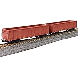 Evemodel 2pcs HO Scale High-Side Gondola Car 1:87 Railway Wagons Rollong Stock Container Carriage 1:87 Freight Car C8742WR-2-NUS