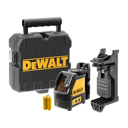 Dewalt Kreuzlinien Laser, rot DW088K (Batteriebetreiben 1 vertikaler und 1 horizontaler Strahl, selbstnivellierend, 2-Tasten Bedienung, Pulsmodus zum Einsatz vo