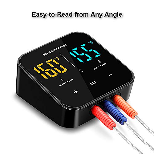 Wireless Meat Thermometer for Grilling, Bluetooth Digital Cooking Food Thermometer Instant Read with Probe for Smoker Oven Kitchen Candy BBQ Grill Thermometer Alarm Monitor Thermometers Timer
