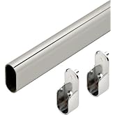 Top Shelf Hardware Chrome Oval Closet Rod with End Supports (Chrome, 24" Wide Space)