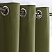NICETOWN Olive Green Christmas Decoration Blackout Drape for Nursery, Fashion Thermal Insulated Blackout Room Darkening Curtain/Drapery with Ring Top (Single Panel, 42 by 63 inches, Olive Green)