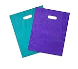 100 12x15 Glossy Purple and Teal Plastic Merchandise Bags w/die cut handles