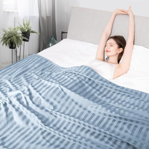 Elegear Summer Cooling Blanket 150×200 cm, Summer Blanket for Sofa, Bed, Travel, Japanese Cooling Fibers ARC-Chill 3.0 Q-MAX >0.5 Absorbs Body Heat, Soft and Breathable, Blue