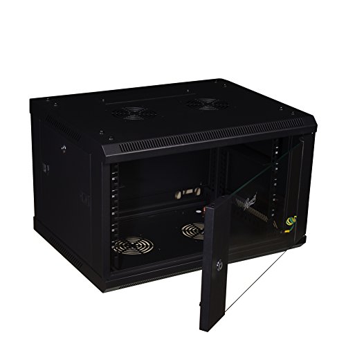 Rosewill Professional 6U Wall mount Cabinet Enclosure 19-Inch Server Network Rack With Locking Glass Door 16-Inches Deep Black (RSWM-6U001)