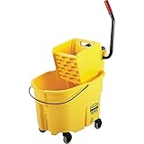 Rubbermaid Commercial Wavebrake Mopping System Bucket and Side-Press Wringer Combo, 35-quart, Yellow (FG758088YEL)