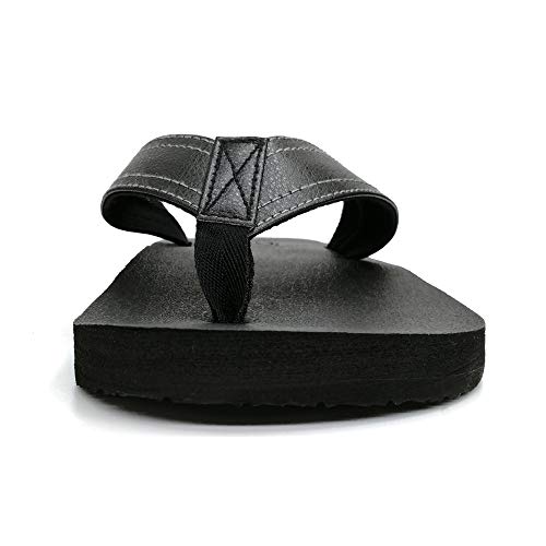 KUAILU Men's Yoga Mat Leather Flip Flops Thong Sandals With Arch