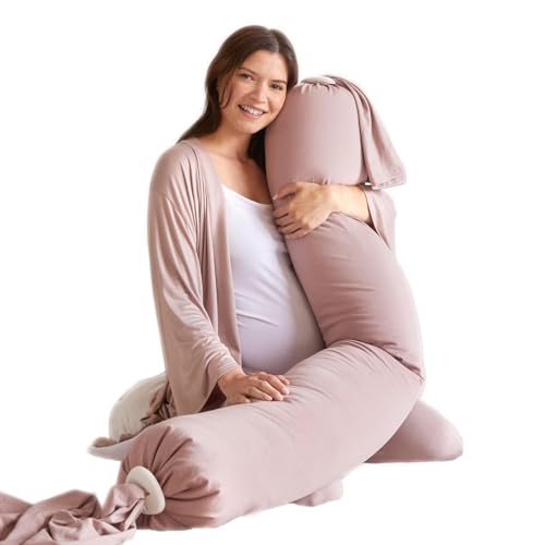 GGEROU Adjustable Pregnancy Pillow - Full Body Support for Side Sleeping - Adjustable Firmness and Shape - Supports Back, Legs, Belly, Hips for Pregnant Women - Removable Cover - Pink